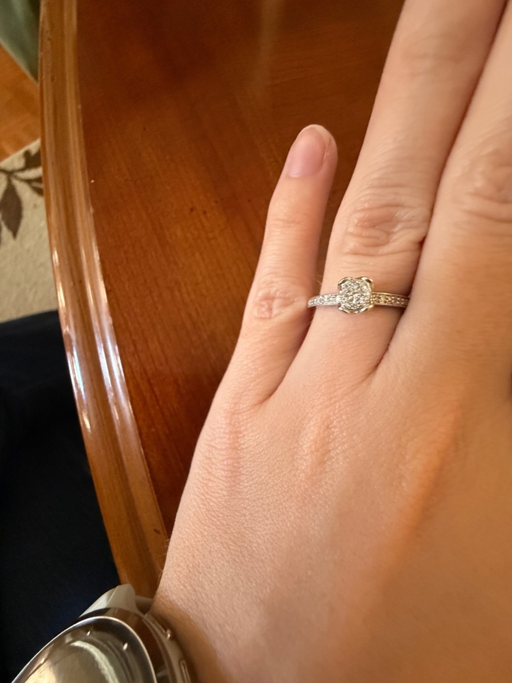 Diamond Cluster ring with Pavé band from Kay Jeweler’s